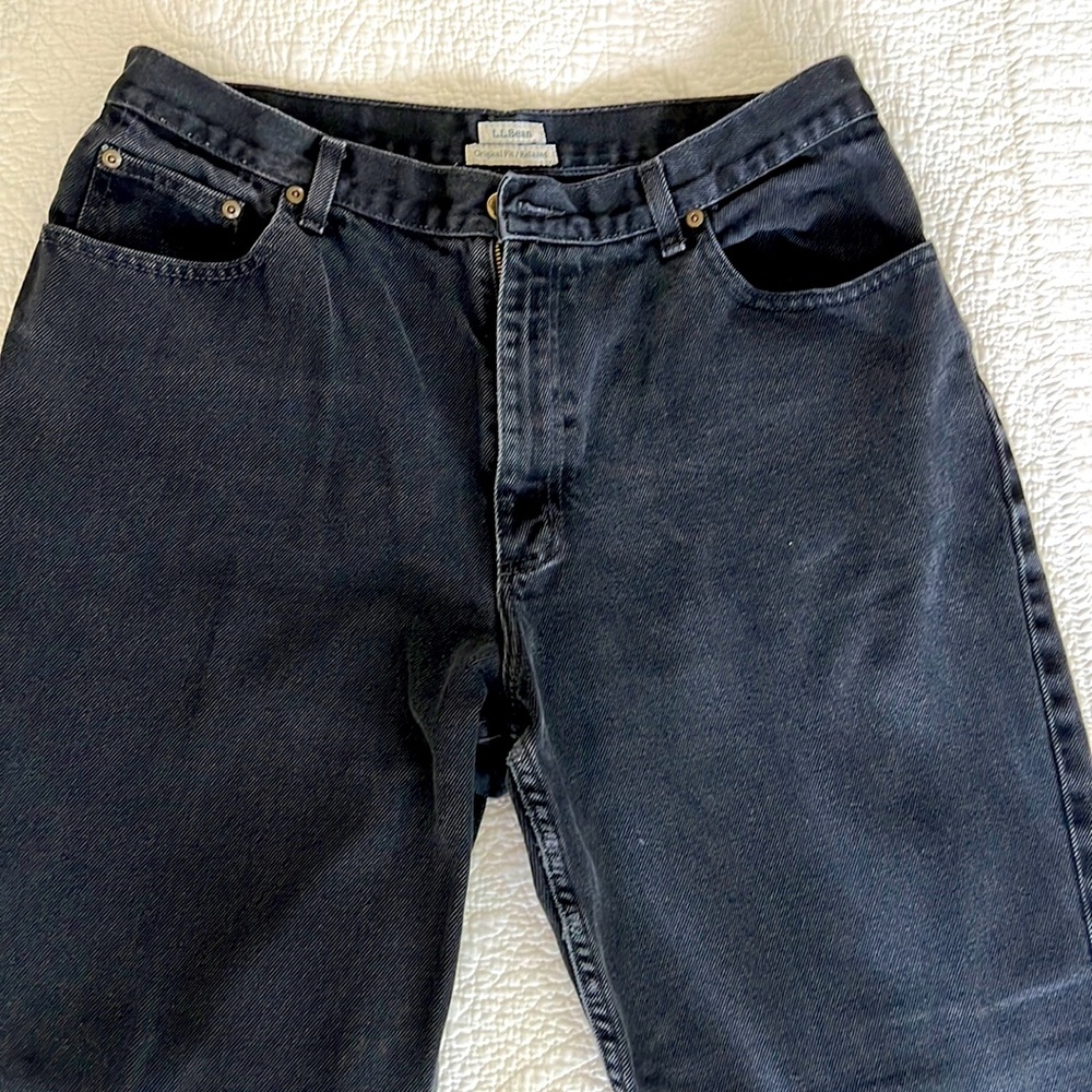 Ladies LLBean relaxed fit black jeans.